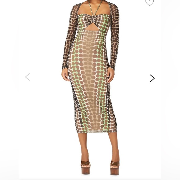 AFRM Zoya Cutout Halterneck Mesh Midi Dress - Picture 4 of 4